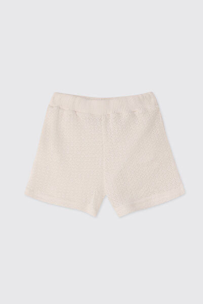 Panço Girl's Knitwear Ecru Shorts
