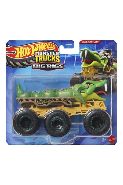 HOT WHEELS Mașinuță metalică Monster Truck Big Rigs Cage Rattler, scară 1:64