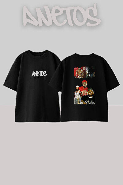 Anetos 50 Cent_32 dizajn, štampana unisex majica velikog formata, crna