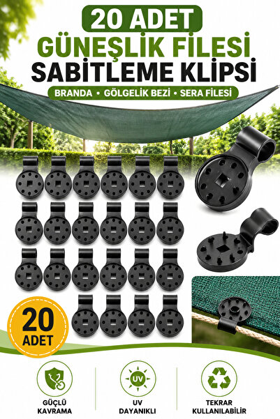 Hane Dostu 20 Adet Güneşlik Filesi Sabitleme Klipsi Gölgelik Bezi Branda Sabi...