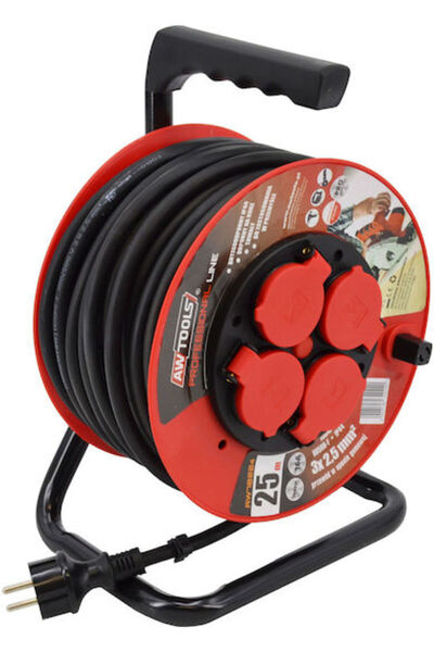 AwTools Cablu prelungitor impermeabil 3 x 1.5mm²/50m Negru Cod: aw_491430