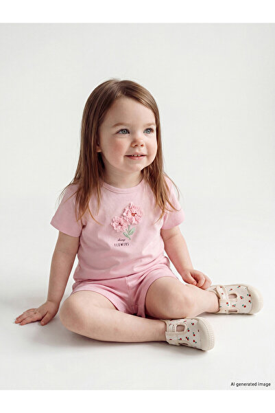 LC Waikiki Trendlucky Floral Baby Girl Shorts Set with Difference in Color