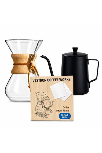 VESTRON Kahve Demleme Tanışma Seti Chemex HomeBarista | 3'lü Set VCT C308