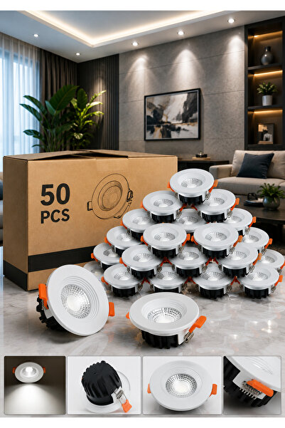 Grecia 50 White Light Spotlights 7W 7cm Energy Saving