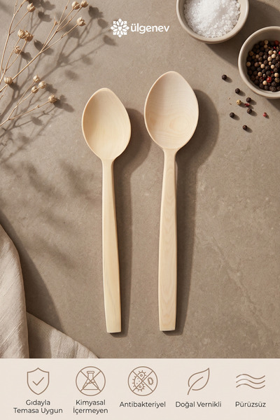 Ülgenev Set of 2 Medium Size 100% Natural Boxwood Wooden Spoons Handmade Wood...
