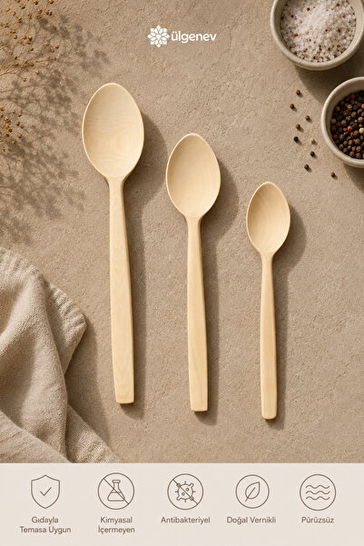 Ülgenev Set of 3 100% Natural Boxwood Wooden Spoons Handmade Wooden Dowry Mix...
