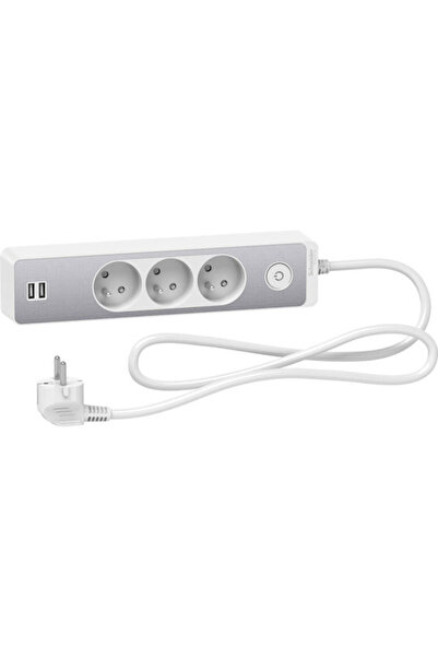 Schneider Electric Prelungitor cu 3 prize, cu 2 porturi USB-A și cablu de 1.5...
