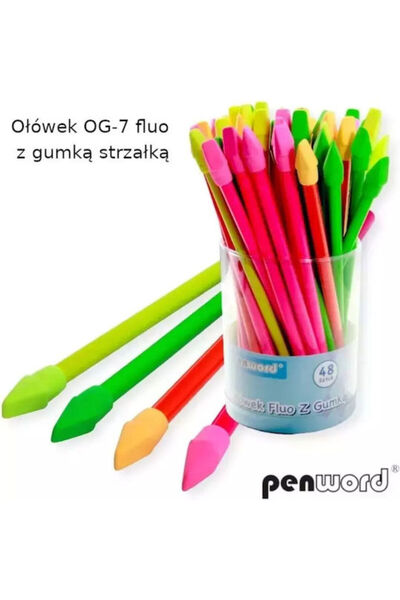 PENWORD Gumă de șters fluorescentă în formă de săgeată, 48 de bucăți