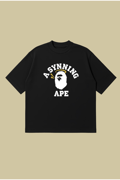 PURE POWER Μπλουζάκι Bape x Synaworld Oversize Unisex με Φαρδιά Γραμμή, 100% ...