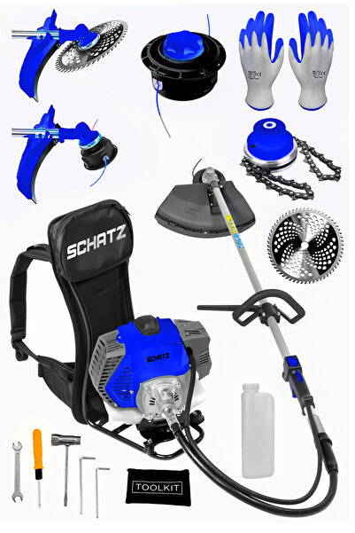 Schatz 5.9 Hp Sırt Tipi Benzinli Motorlu Ot Çalı Çim Biçme Tırpanı 11000rpm M...