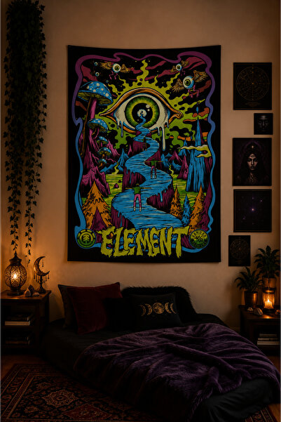 Vagonik Psychedelic Bohem Temalı Duvar Örtüsü Serisi Wall Tapestry Kaliteli B...