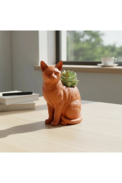 OEM Mini Ghiveci Decorativ Forma Pisica Bengal Imprimat 3D