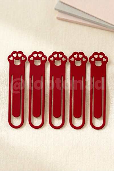Toptan3D (Pack of 5) Red Paw Bookmark, Cute Cat Paw Figure Bookmark, Gift Boo...