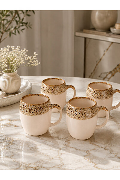 EvaniLife Golden Crater Series 4-Piece Coffee & Tea Cup Set Special Handmade ...