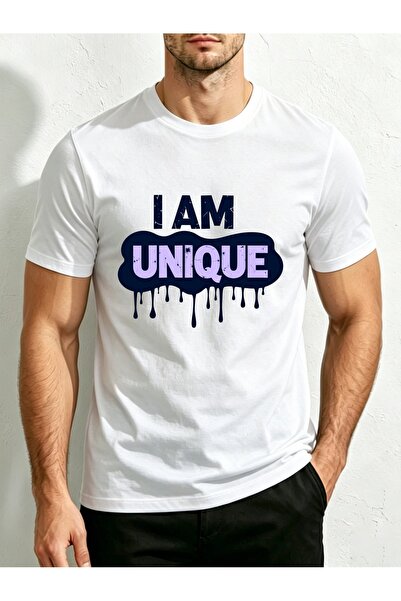 NOURAM Casual, Men's T-Shirt, I Am Unique Graphic, Casual Attire, Gift for Him