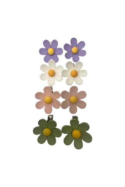 OEM Agrafe de par cu flori pentru fetite, set 8 buc, 3 cm