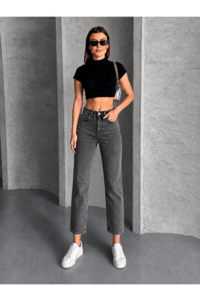 Safari Kadın Yüksek Bel Cropped Kalıp Dar Paça Jean Pantolon