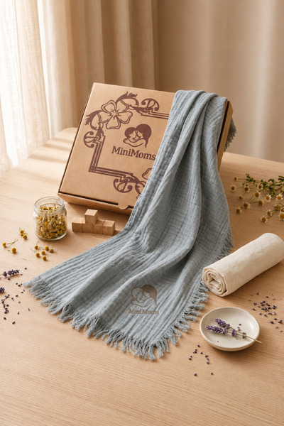 MİNİMOMS 100% Cotton 4-Layer Muslin Baby/Child Blanket 100X120 cm - Premium Q...