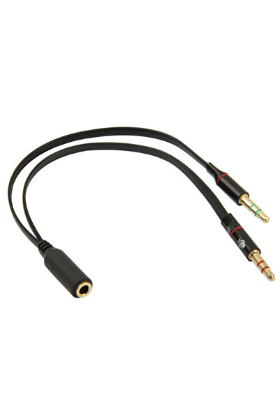 POWERTECH καλώδιο 2x 3.5mm σε 3.5mm θηλυκό CAB-J047, 0.2m, μαύρο