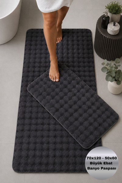 AVANTAJ Bubble Antrasit Kaymaz Taban Makinede Yıkanabilir 70x120 50x60 Yumuşa...