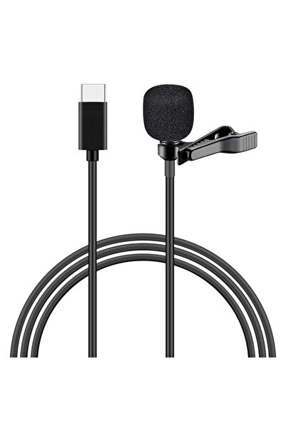 POWERTECH μικρόφωνο CAB-UC048 με ενσωματωμένο clip-on, USB-C, 1.5m μαύρο