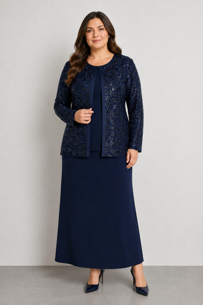 bihan store Women's Sequined Jacket and Stretch Textured Blouse Set - 3922 - ...