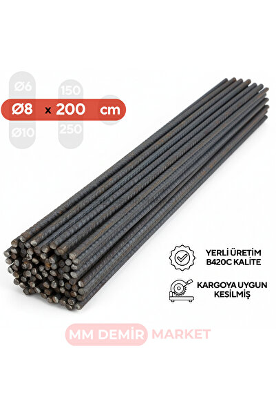 mm demir market 10 Adet x 2 Metre 8 mm Demir Çubuk (Demir Kazık) – Kaynaklana...
