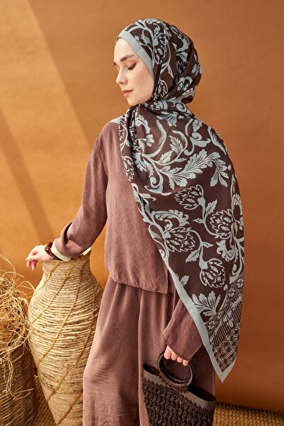 Silk Home Riva Shawl Tencel Floral Bitter Brown