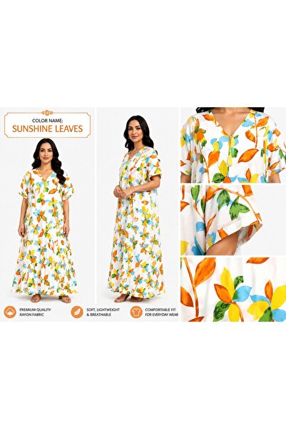AYOUSH Women's Summer Robe, Half-Sleeve, Cool Cotton and Rayon Blend, Soft an...