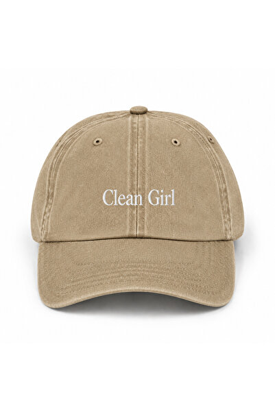 WeavedCo Clean Girl Embroidered Hat, Clean Girl Vintage Washed Baseball Cap (...