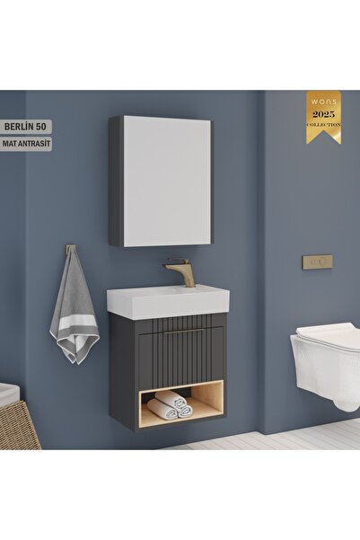 Wons Bathroom Berlin 50 cm Antrasit Banyo Dolabı