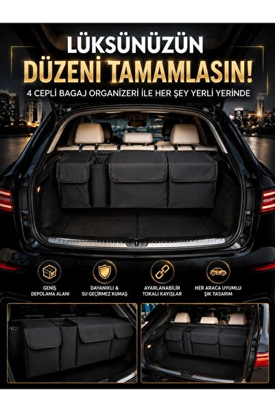 UYDEE Bagaj Düzenleyici Araç İçi Düzenleyici Araç İçi Koltuk Arkası Asmalı Organizer 4 Cepli Araba Bagaj Organizer Oto Bagaj Çantası oto aksesuar Suv Sedan Bagaj Organizer çok bölmeli organizer