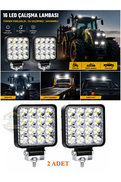 KAPOTO 16 Led 48W Çalışma Lambası 12-30V Off Road 2 Adet Traktör Kamyonet Çek...