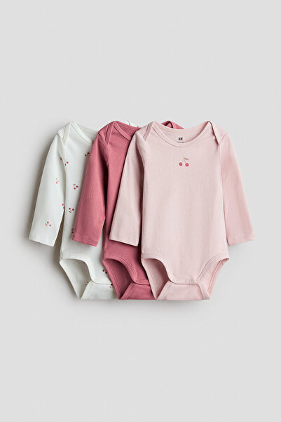 H&M 3'lü Pamuklu ve Zarf Yakalı Body