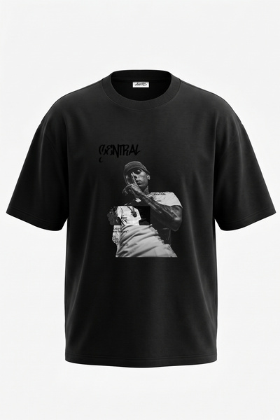 Anetos Μαύρο μπλουζάκι Anuel AA με στάμπα σχεδίου Unisex Oversize