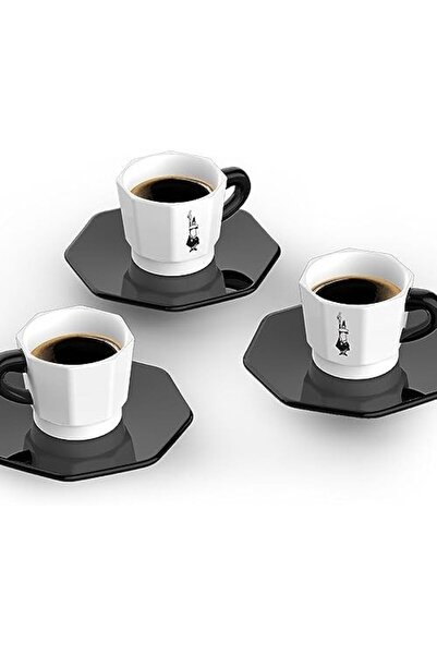 Yıldızan Msa Shop - 4-Piece Espresso Cup Set - Octagonal Design - Black and W...