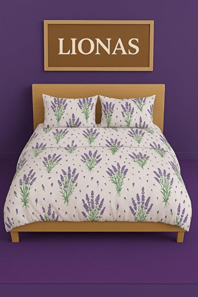 Yıldızan Msa Shop Ezgi Double Patterned Duvet Cover Set, Lavender Motif, 200 ...