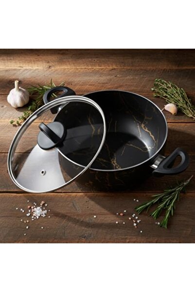 Yıldızan Msa Shop Desert 22 cm Sunday Pot - Black with Gold Izmir Pattern, Fi...