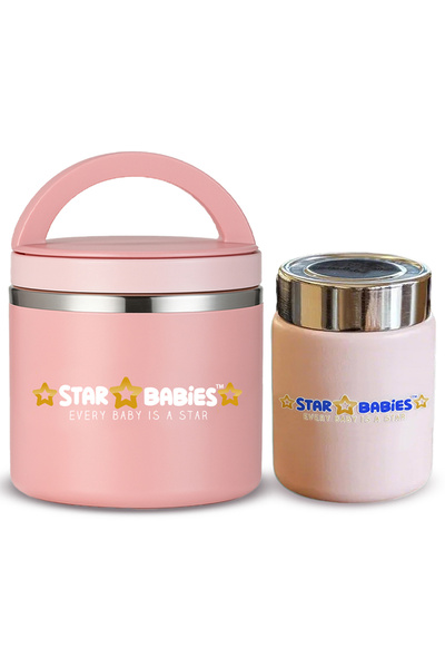STAR BABiES - Set of 2 combo,Stainless Steel food jar with mini flask