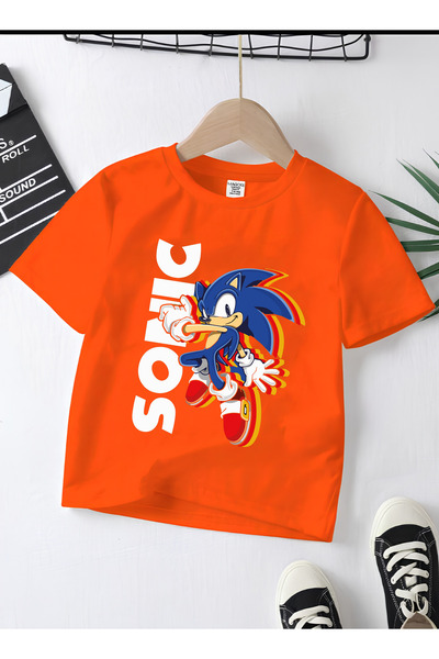 MAGORS تيشيرت للأطفال من SONIC THE HEDGEHOG بطبعة الموسم الجديد وياقة دائرية ...