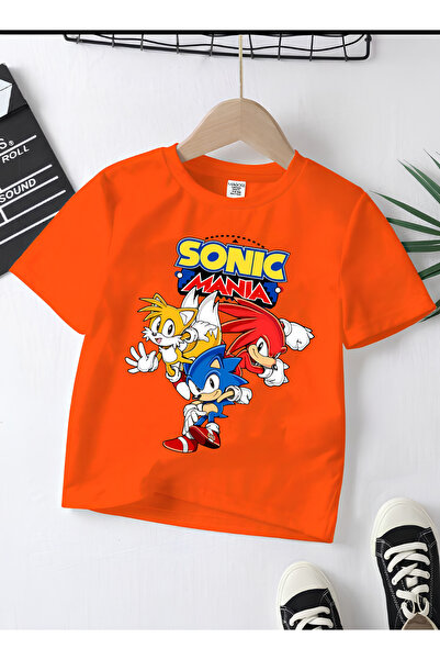 MAGORS تيشيرت للأطفال من SONIC THE HEDGEHOG بطبعة الموسم الجديد وياقة دائرية ...