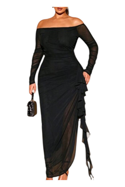 OEM Rochie eleganta, lunga, design modern, neagra, XL