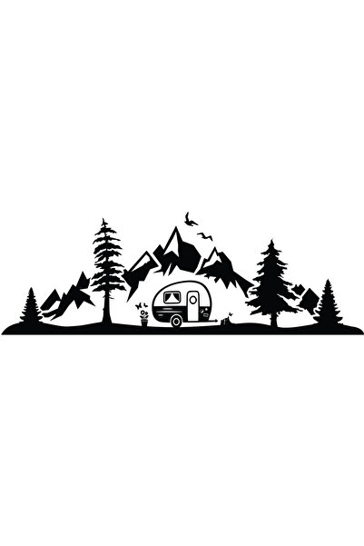 Amo-Stickers Αυτοκόλλητο Τροχόσπιτου, Ζωή με το Camper 70εκ. Μαύρο