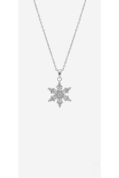 Kar Tanesi Kolye | Zirkon Taşlı Kadın Kolye | Minimal Şık Gümüş Kolye | Snowflake Tasarım Hediyelik Kolye