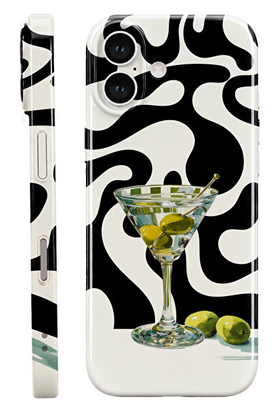 WANNA PROTECT iPhone 16 Martini Protect Slim Parlak Tam Kaplayan Baskı Kamera...