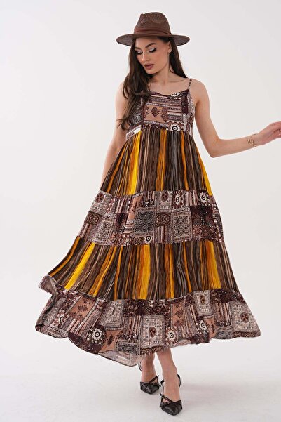 DazzUp Women's Ethnic Patterned Strap Dress