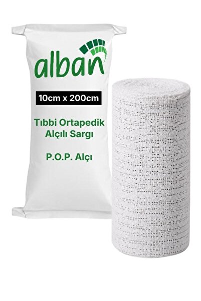 Alban Alçılı Sargı Bezi 10 cm x 2 m Ortopedik Medikal Alçı Bandaj POP (Plaste...