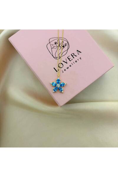 Lovera Jewellery 925 Ayar Gümüş Sertifikalı 14K Gold Renk Lotus Çiçeği Kolye