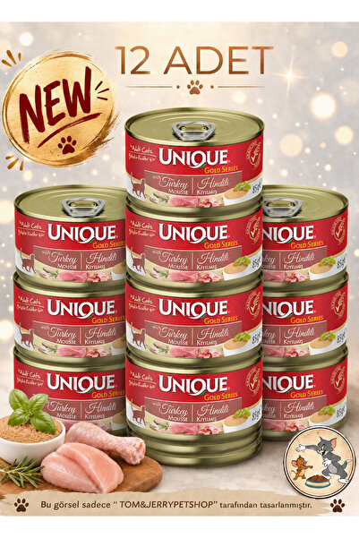 Unique Tom&JerryPetshop - Gold Series Hindili Yetişkin Kedi Konserve Maması 8...