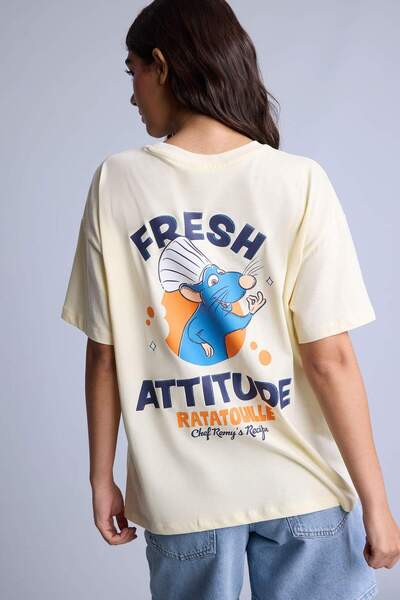 DeFacto Ratatouille Oversized Crew Neck Printed Short Sleeve T-Shirt H8943Ax26Au